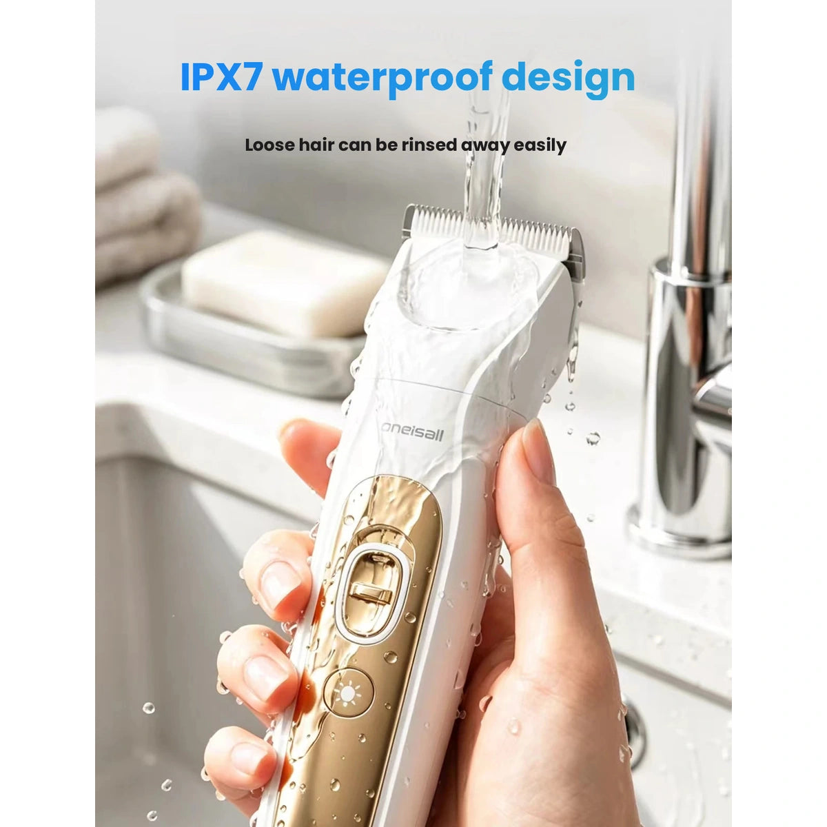 Oneisall grooming clippers: water-resistant clipper cleaning illustration