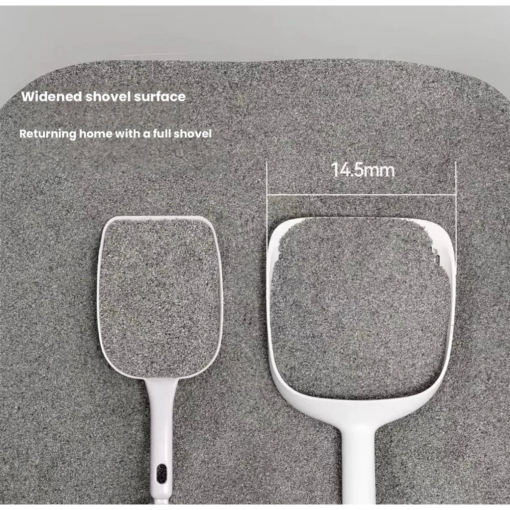 Meoof cat litter scoop: wide scoop compared with narrower shovel