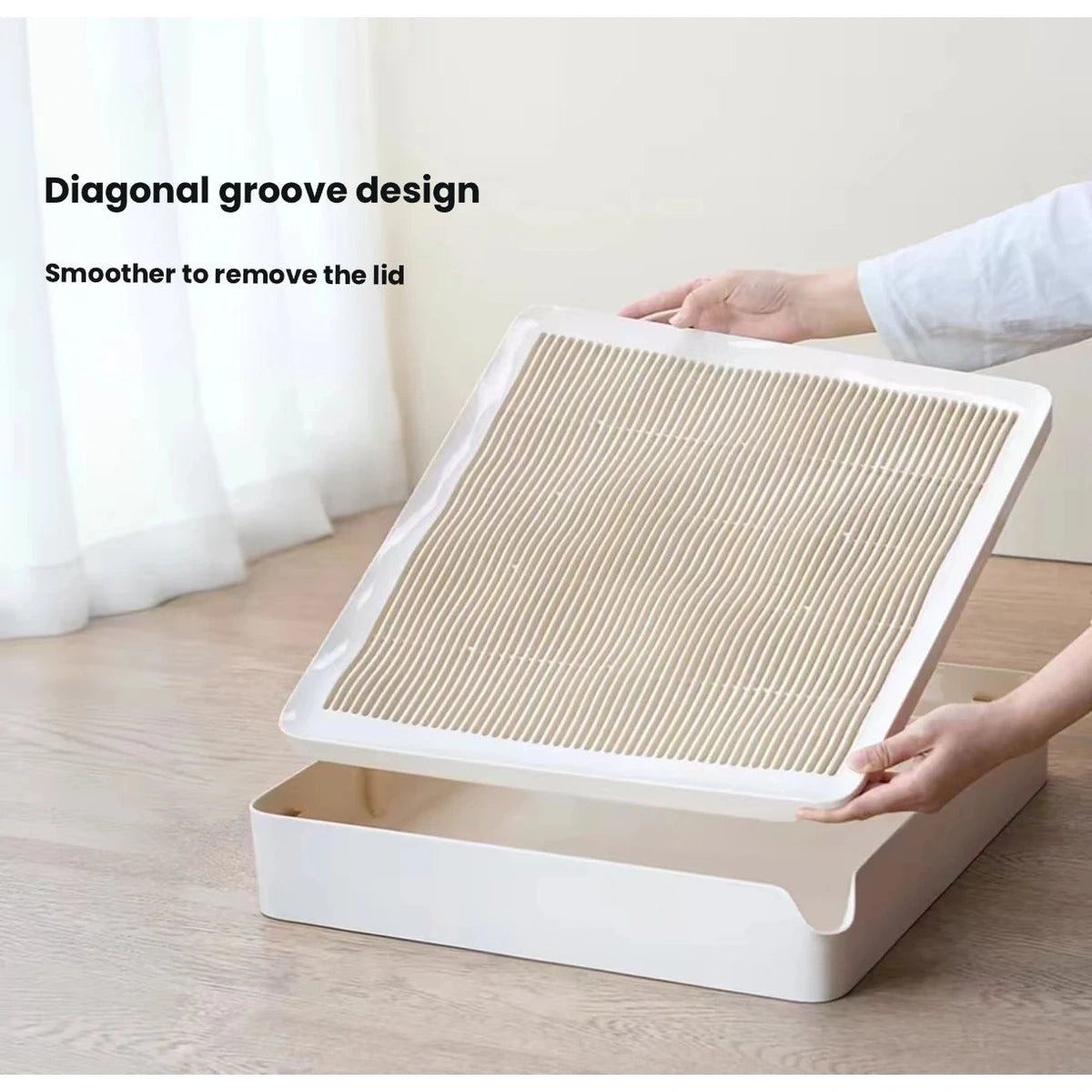 Meoof cat litter ramp: lift-off top surface of litter ramp