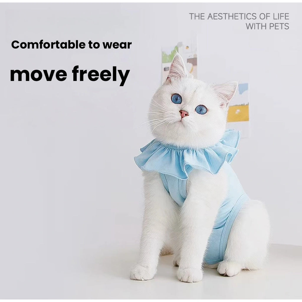 Meoof 猫用リカバリースタイルウェア・4色 画像2：青・猫・ウェア・色の違い