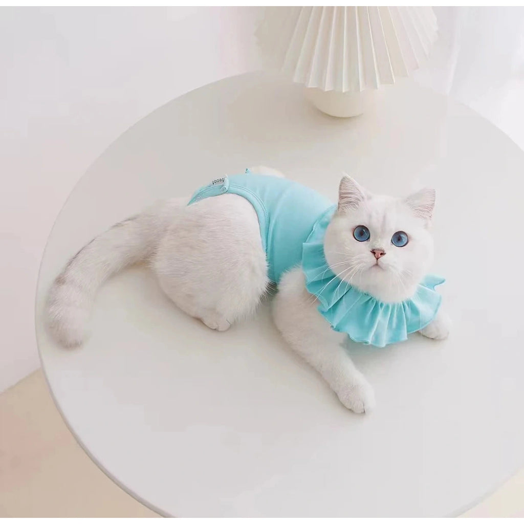 Meoof 猫用リカバリースタイルウェア・4色 画像3：青・猫・ウェア・色の違い