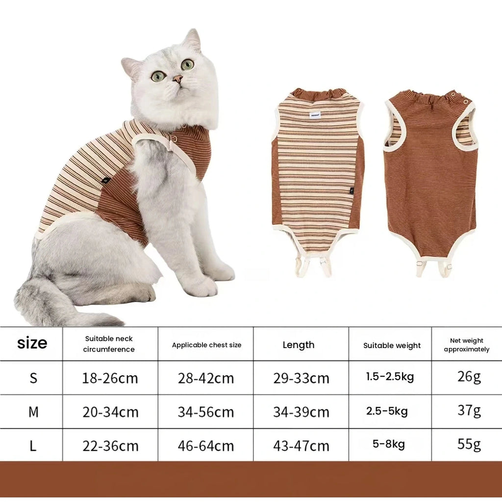 HiDREAM 줄무늬 고양이 바디슈트 | 갈색·회색 사진5：슈트·치수표