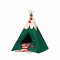 ZEZE green plush pet tent bed with striped cushion