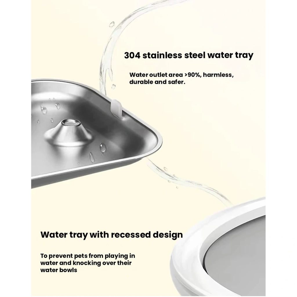 Close-up of the metal Redminut drinking tray