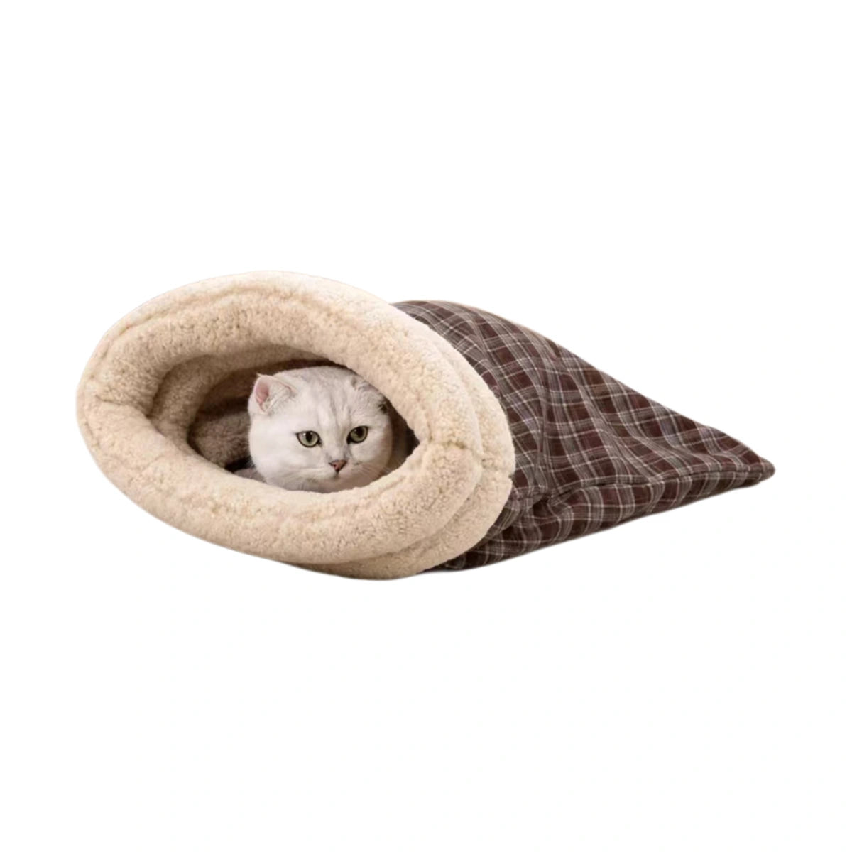 Cat inside a HiDREAM covered cave bed with a plush entrance