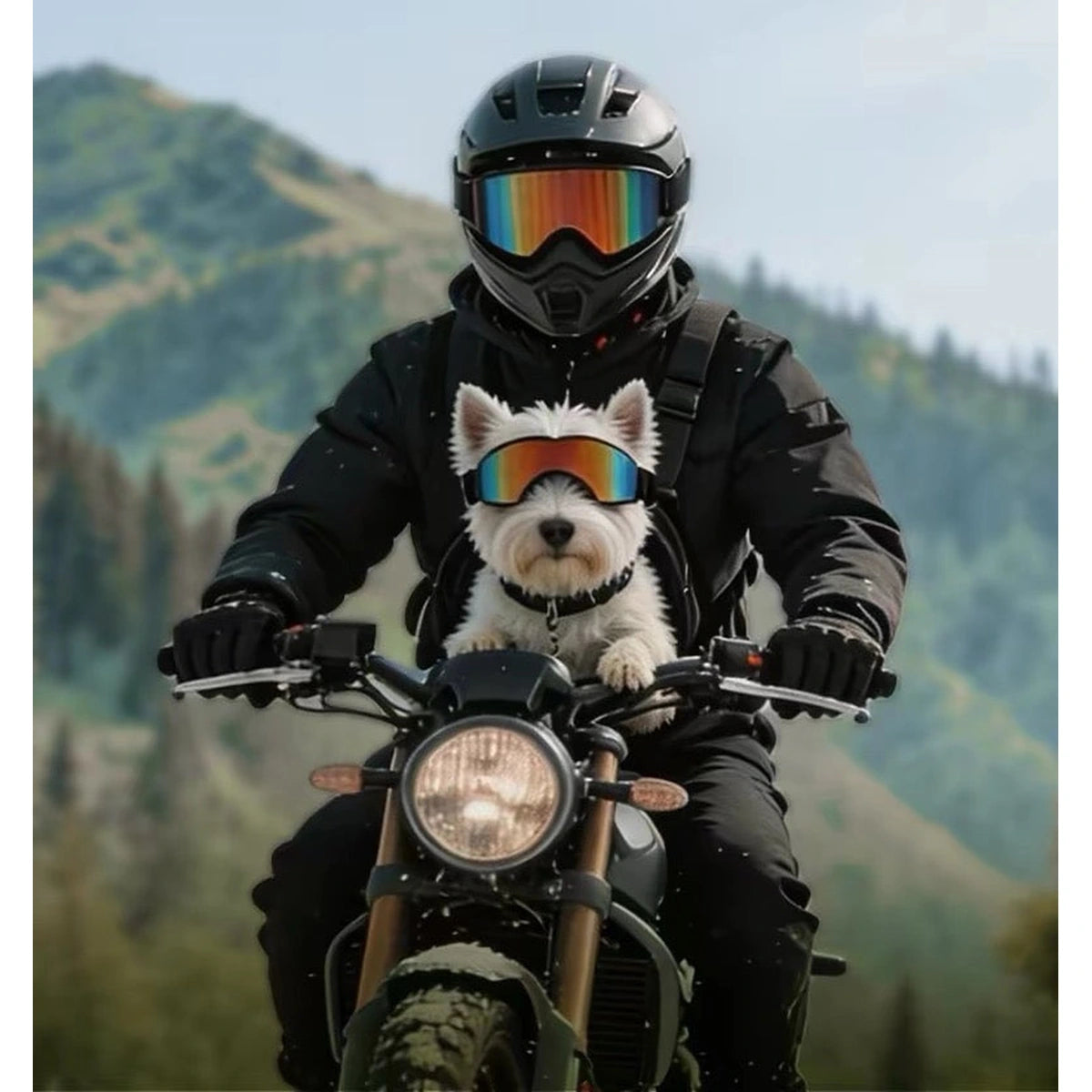 Dog wearing Touchdog goggles with adjustable straps