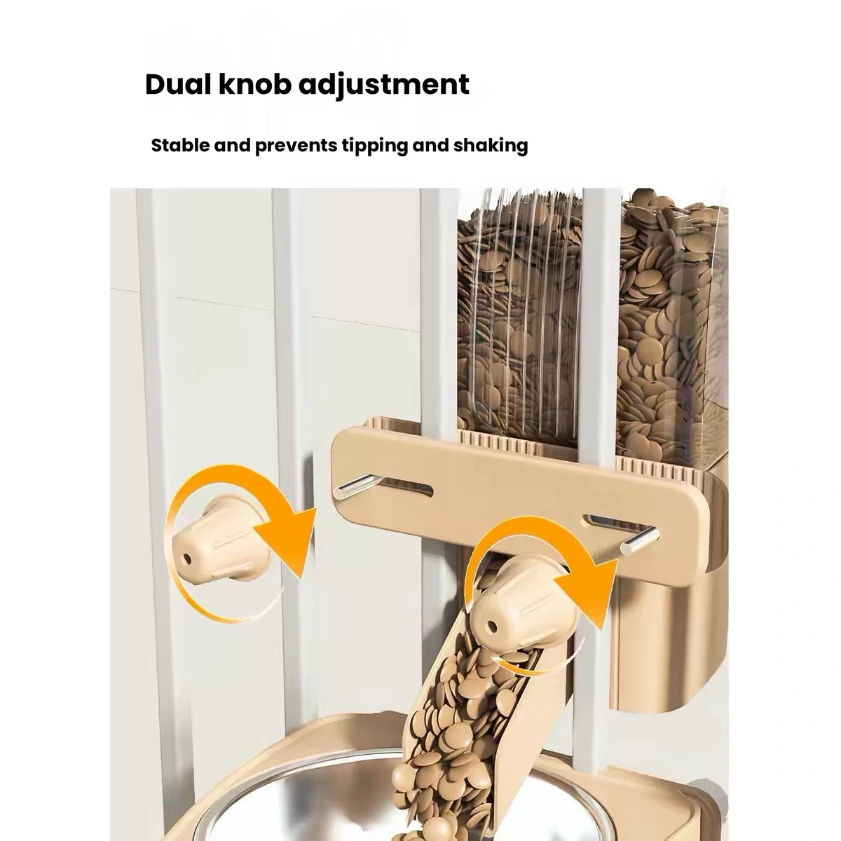 Hipidog food hopper and dispensing opening