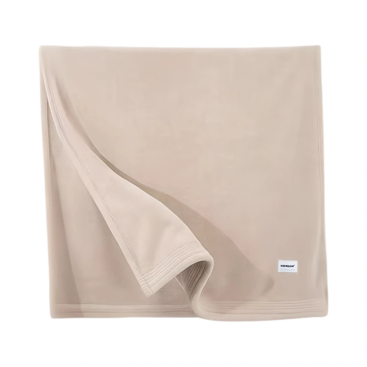 Beige HiDREAM coral fleece pet bath towel folded against a white background