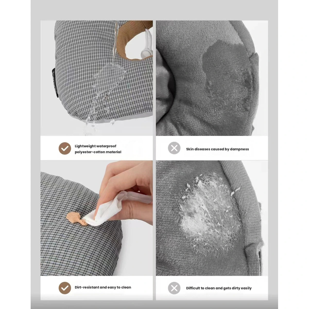 Close-up comparison of the HiDREAM Toast collar fabrics