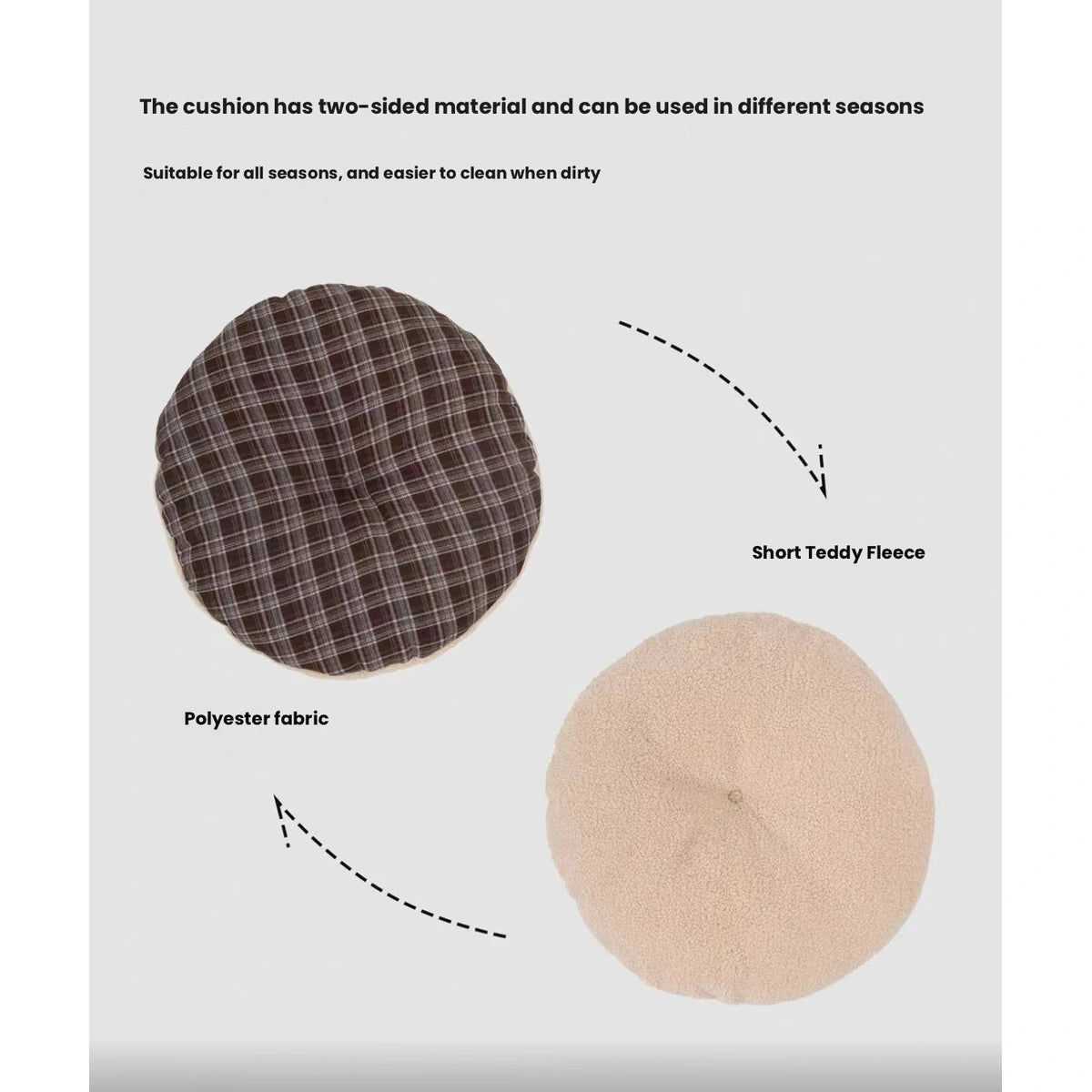 Two different surfaces of the reversible HiDREAM pet cushion