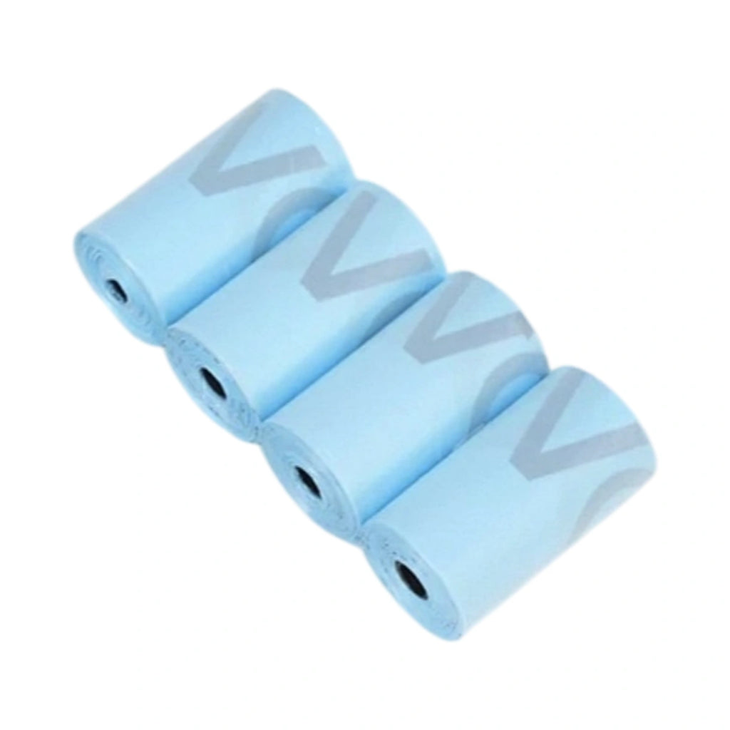 Four pale blue Voocoo dog waste bag rolls