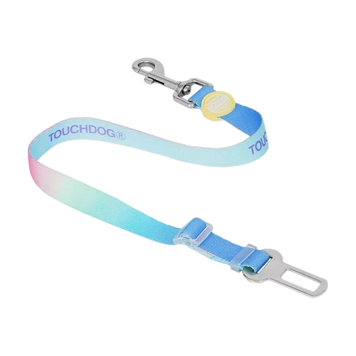 Blue Touchdog dog car restraint lead with metal clip and adjustable strap