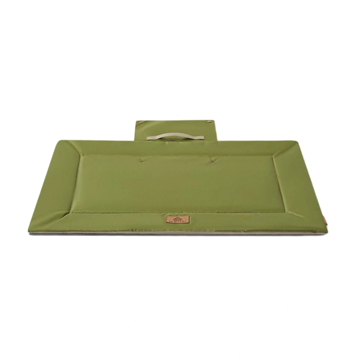 Green Fairypet outdoor pet mat with a carry handle