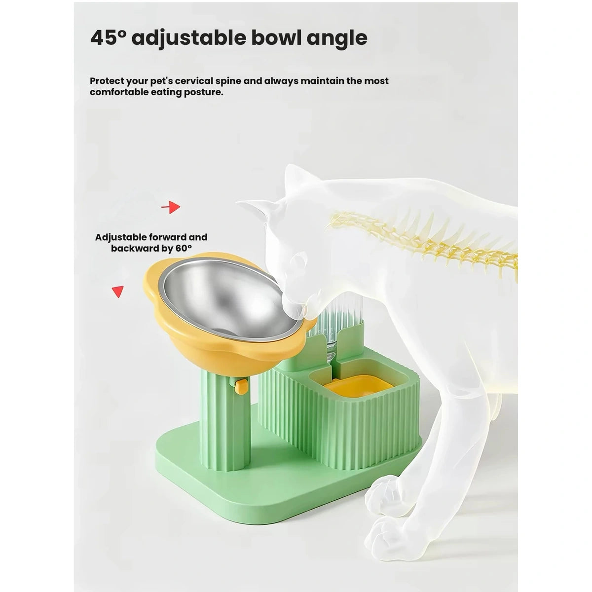 Diagram showing the adjustable bowl angle on the DONGLIN feeding set