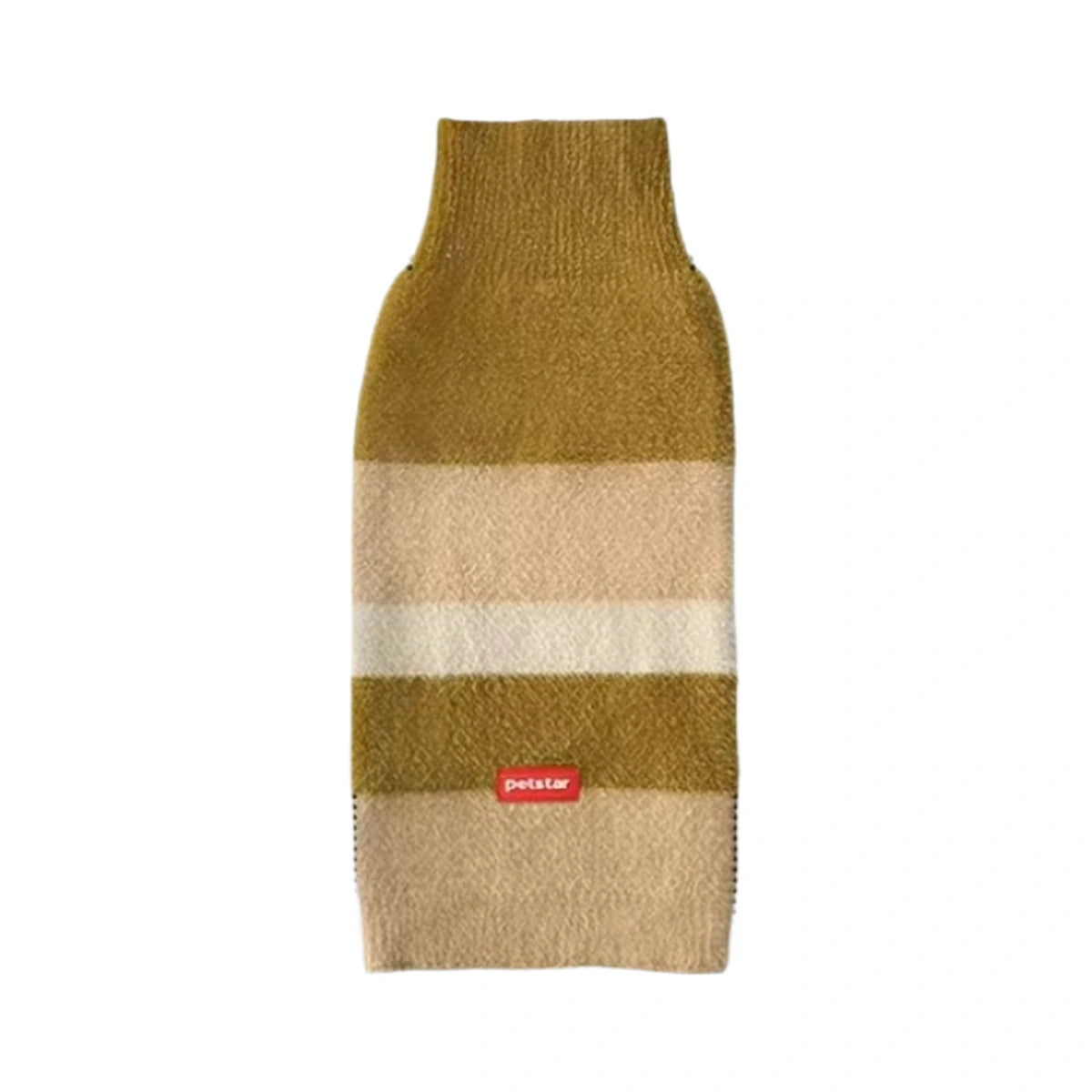 Mustard Petstar plush sweater vest with a cream horizontal stripe