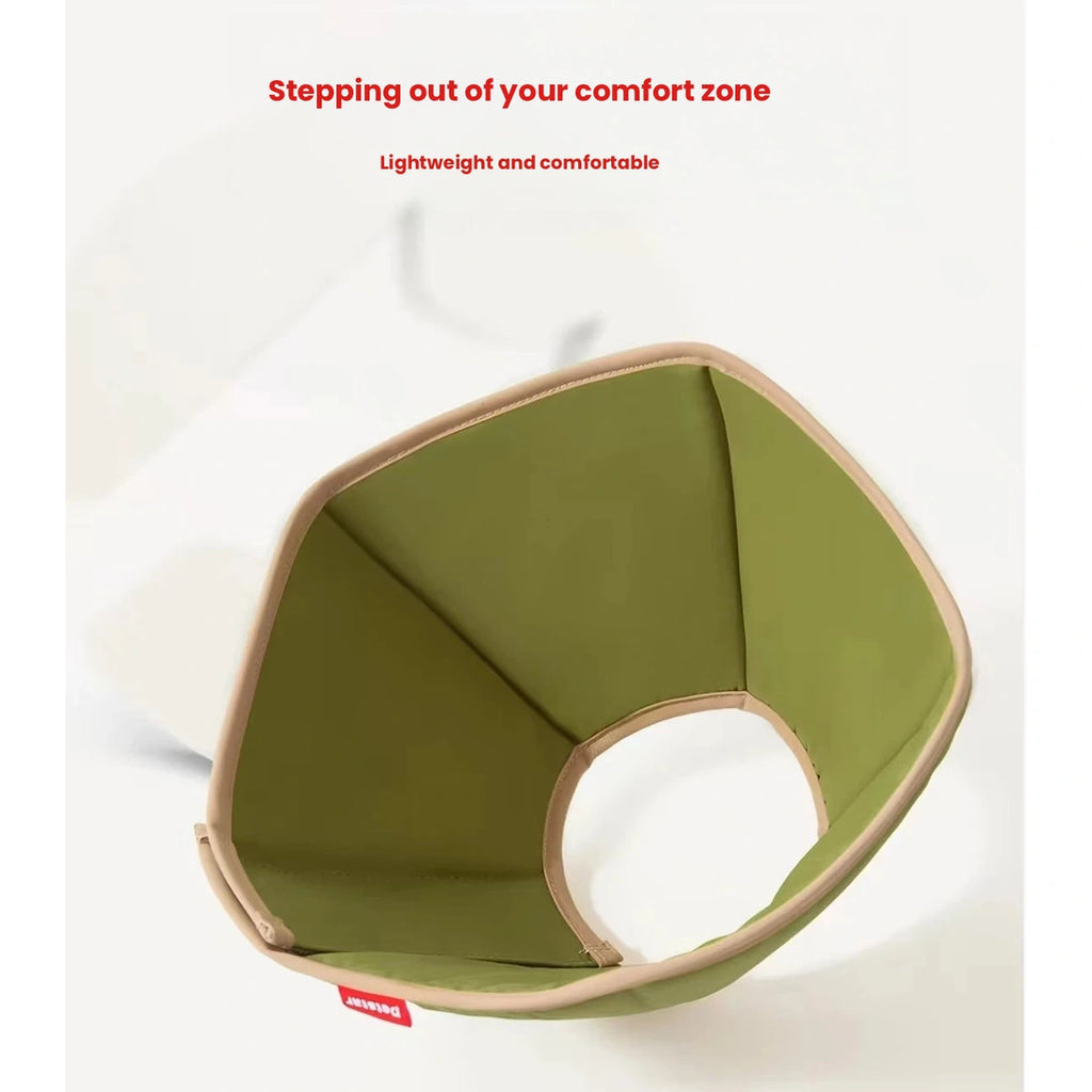Angled view of the green Petstar recovery collar showing its padded panels
