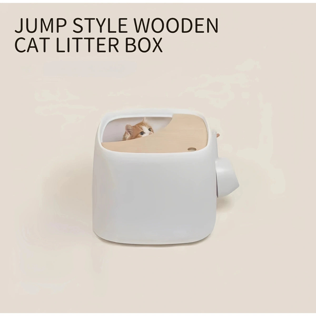 inFluffy top-entry litter box shown with its scoop beside the base