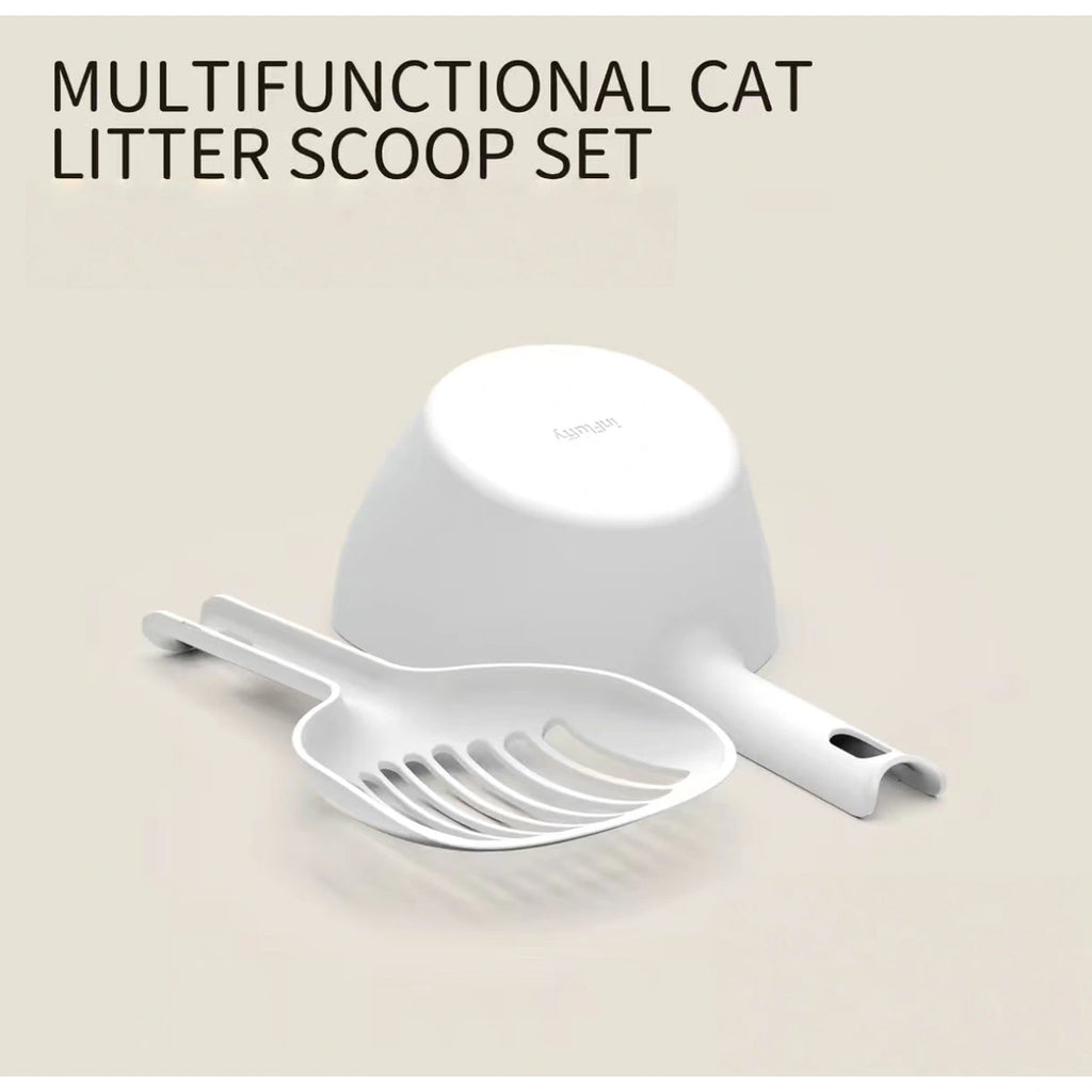 inFluffy scoop and holder shown as a two-piece cleaning set