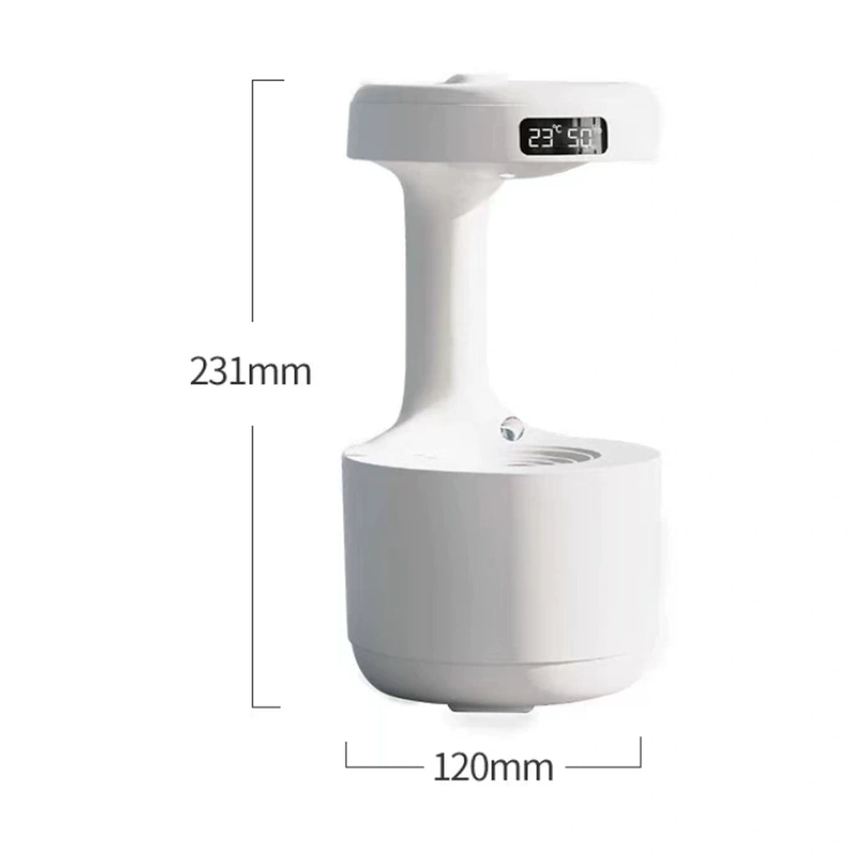 Anti-gravity cat fountain dimensions of 231 by 120 millimetres