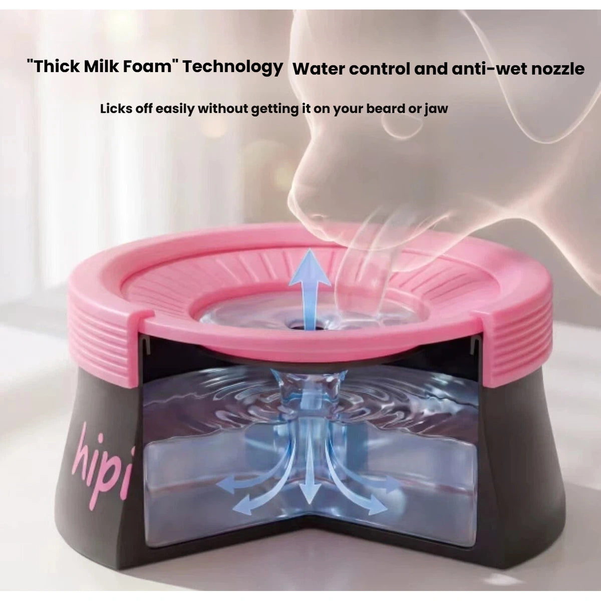 Cutaway of the floating disk inside the Hipipet anti-splash water bowl