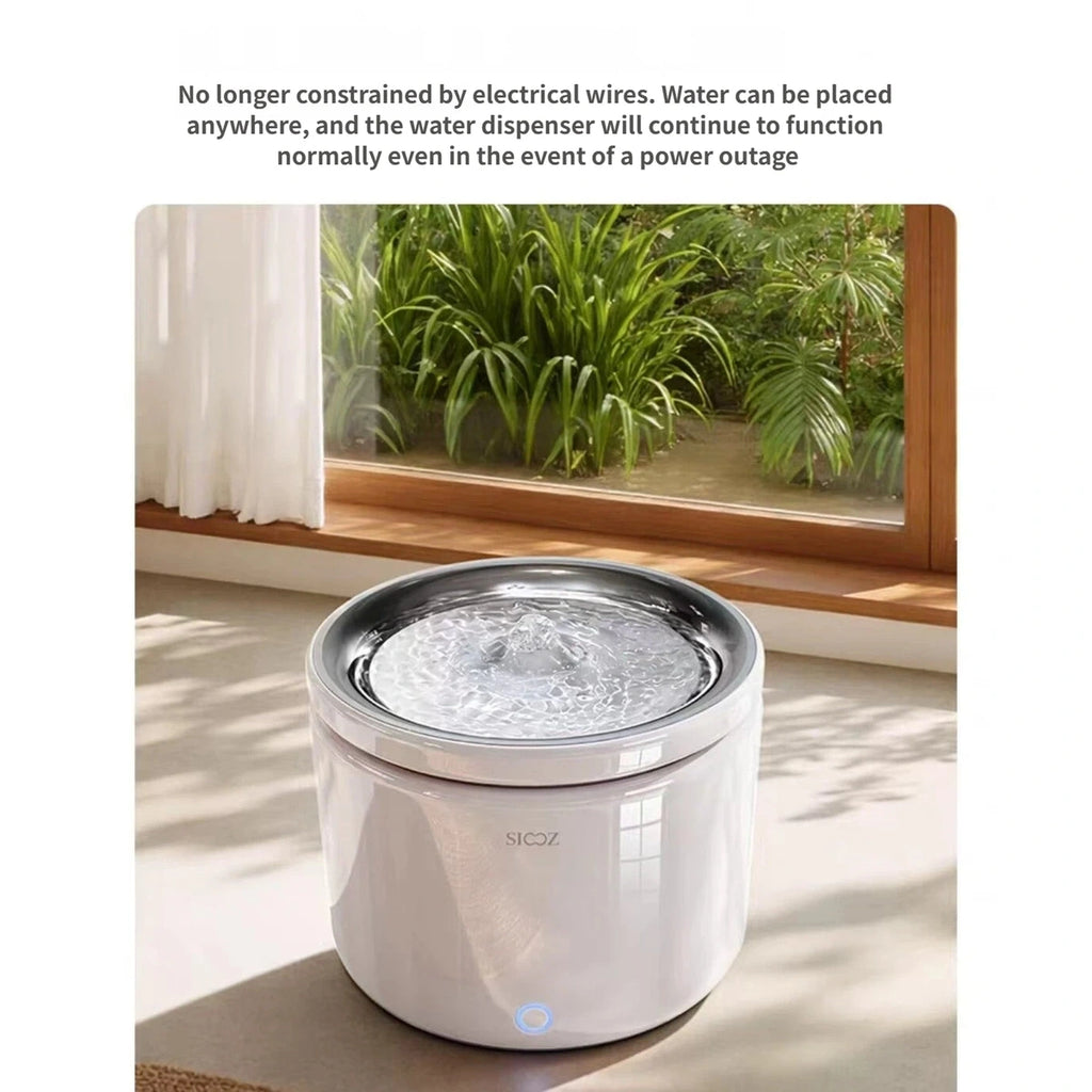 Two-litre capacity graphic for the Scoci wireless water fountain