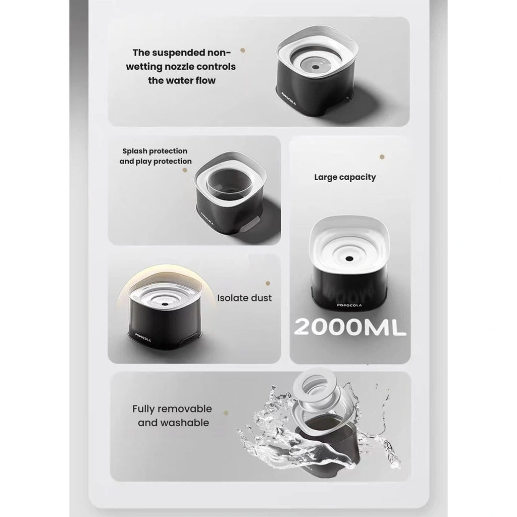 Feature overview of the Popocola floating-disk pet water bowl