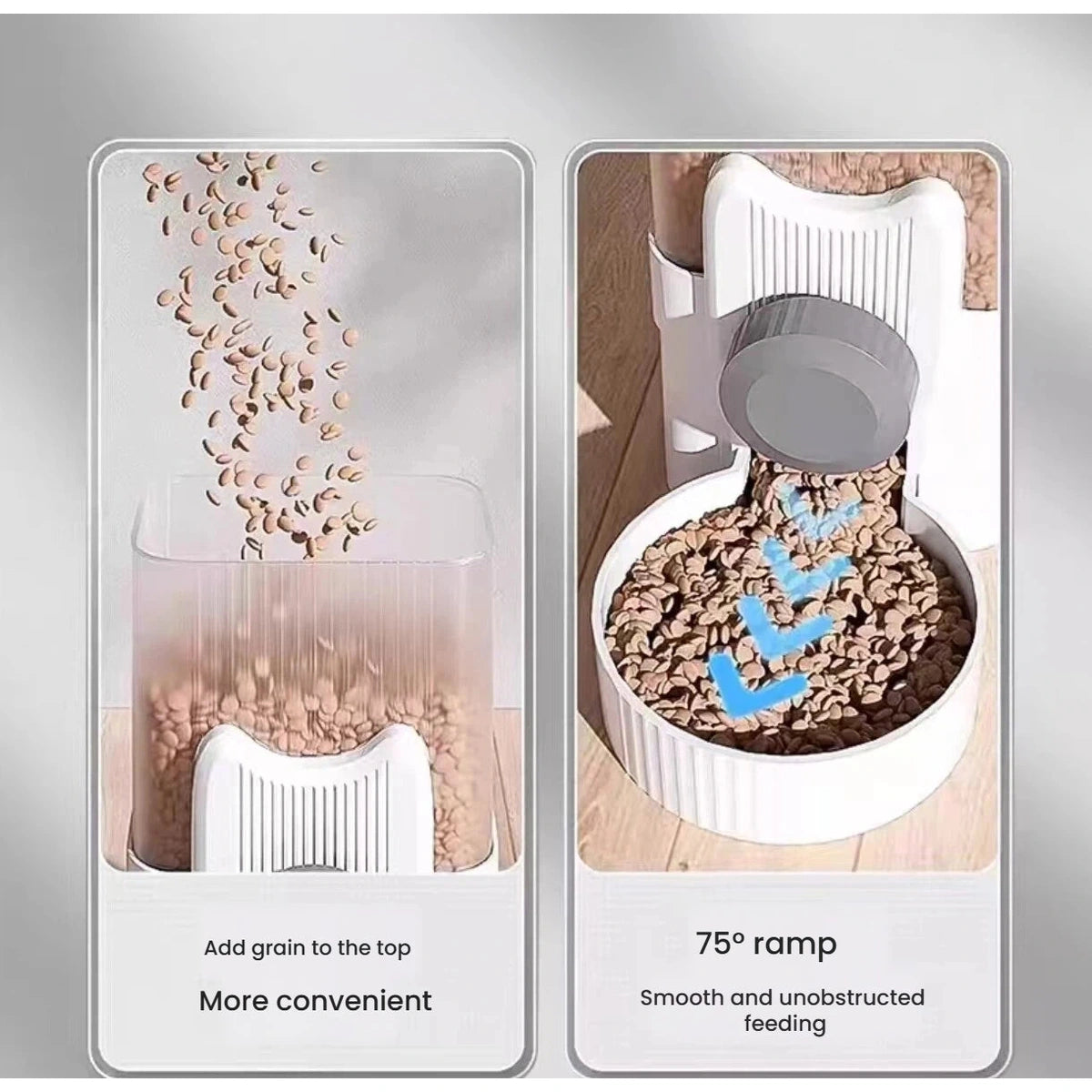 Guide to filling dry food into the cage-mounted pet feeder