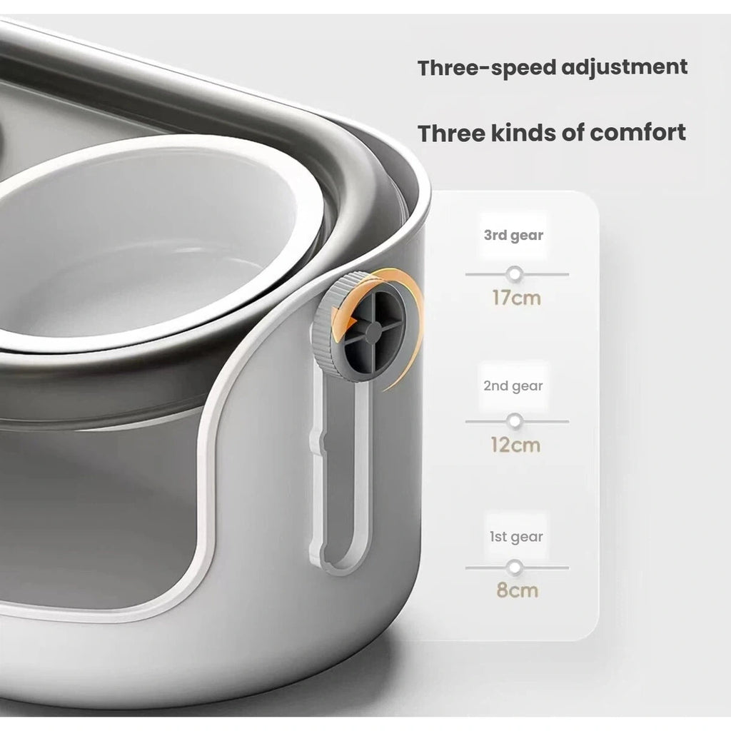 Three height settings on the Popocola adjustable raised ceramic bowl