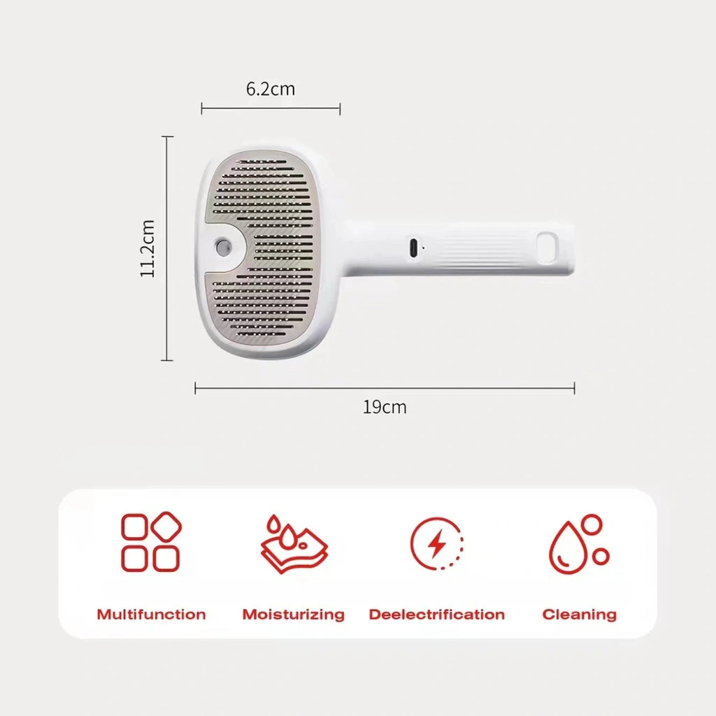 Petstar spray brush size diagram showing the head and 19 cm handle length