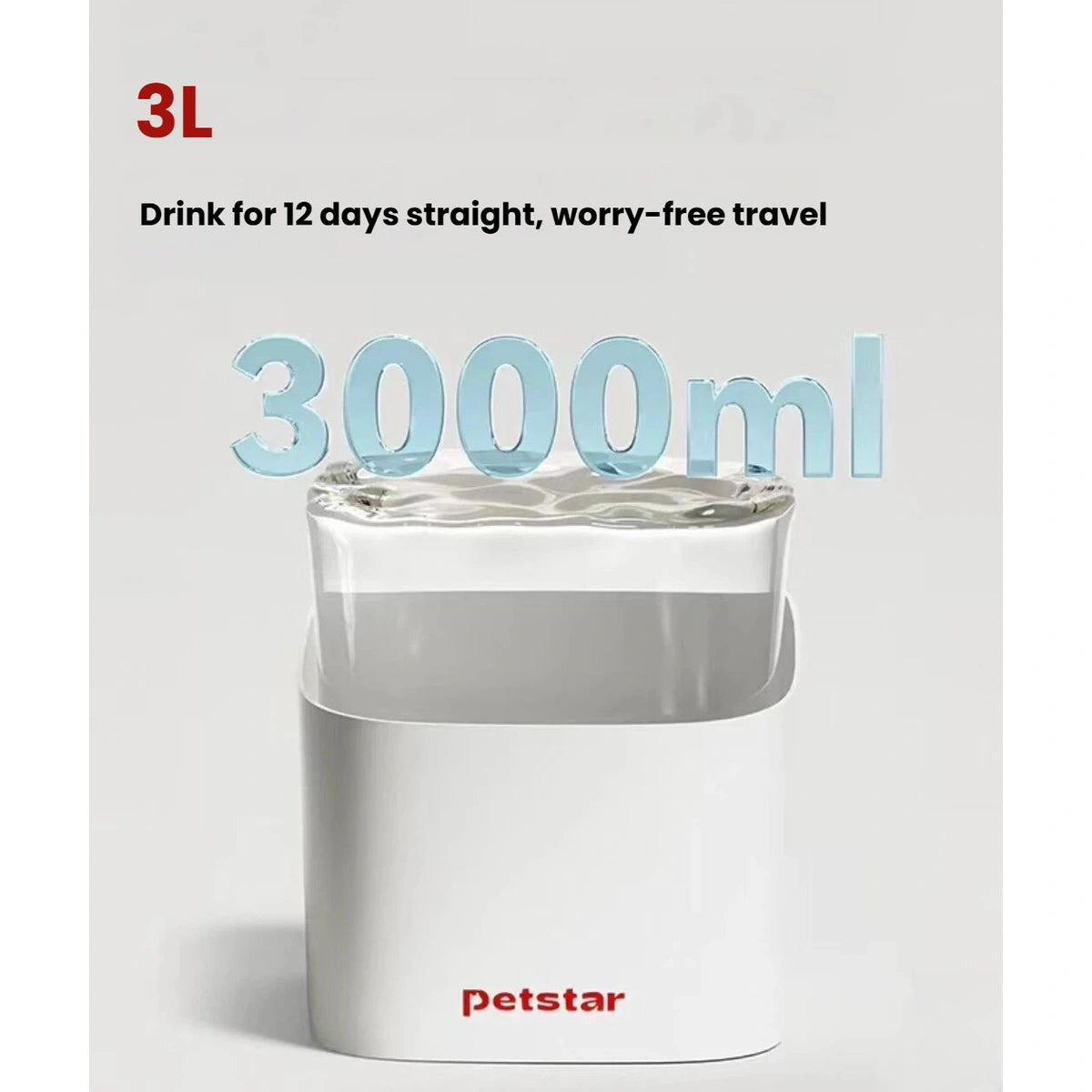 Petstar fountain tank diagram labelled 3 litres