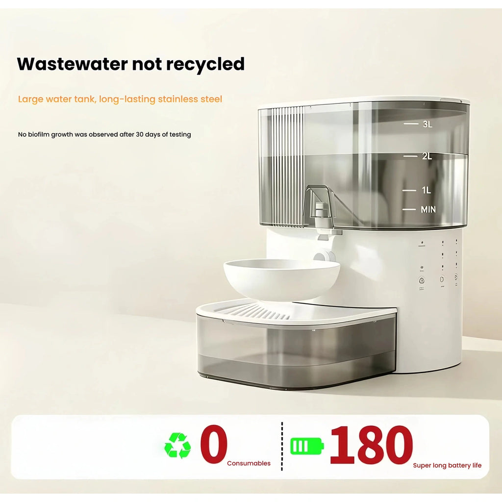 Naipet dispenser showing separate upper and lower water tanks