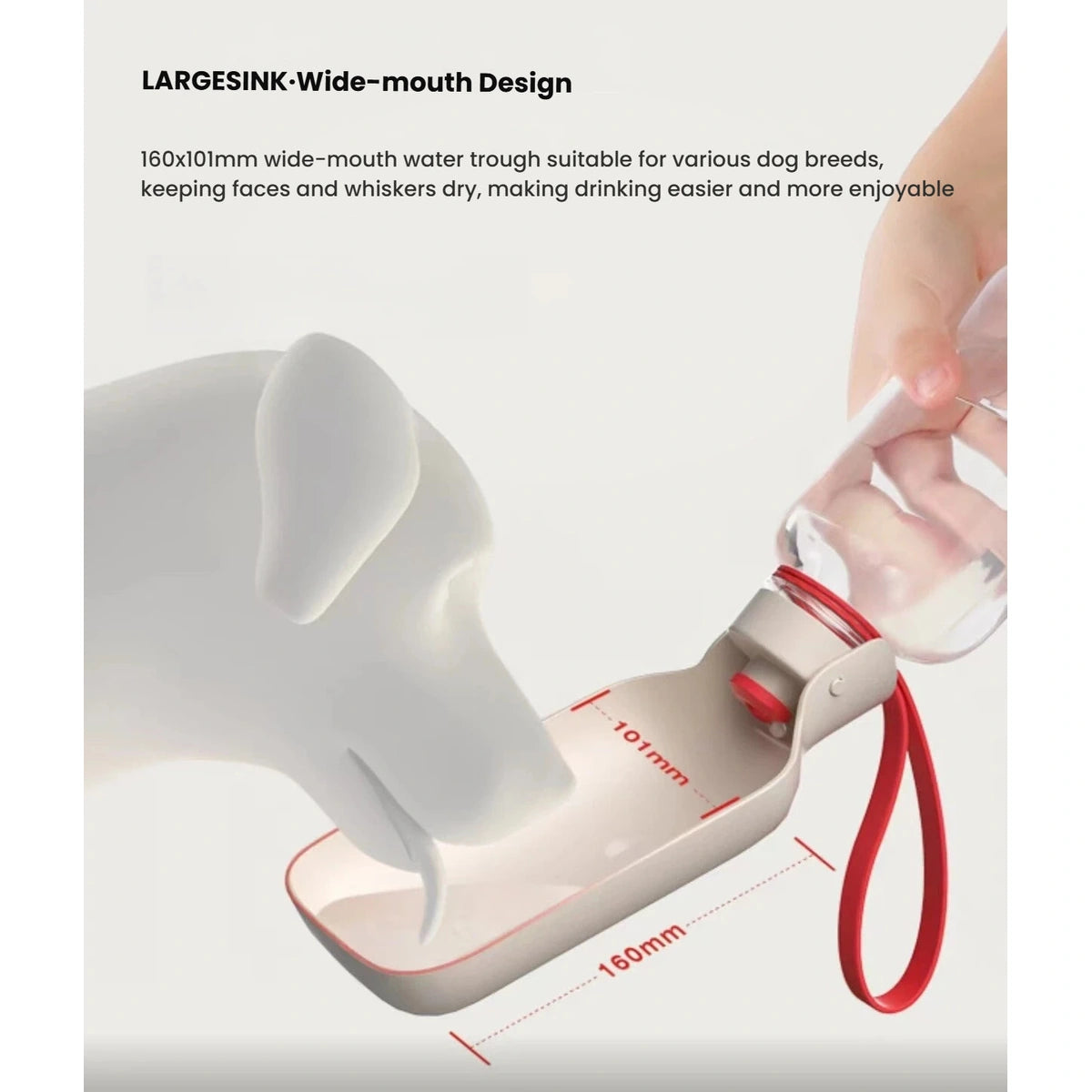 Open Petstar bottle showing the wide drinking trough dimensions