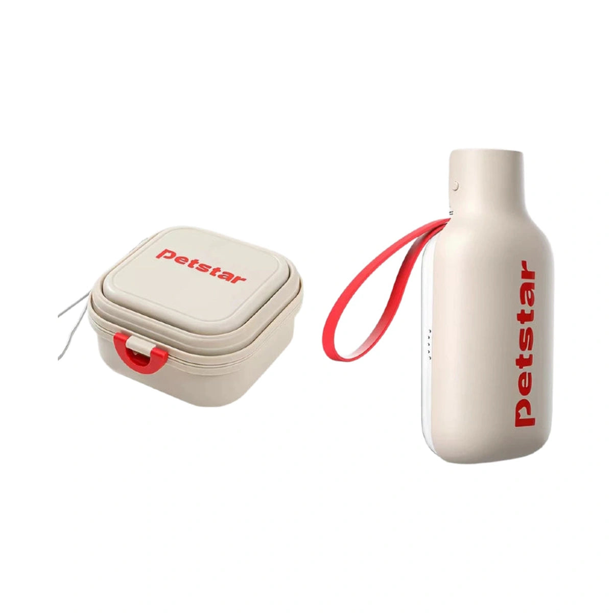Beige Petstar bottle and matching portable bowl set