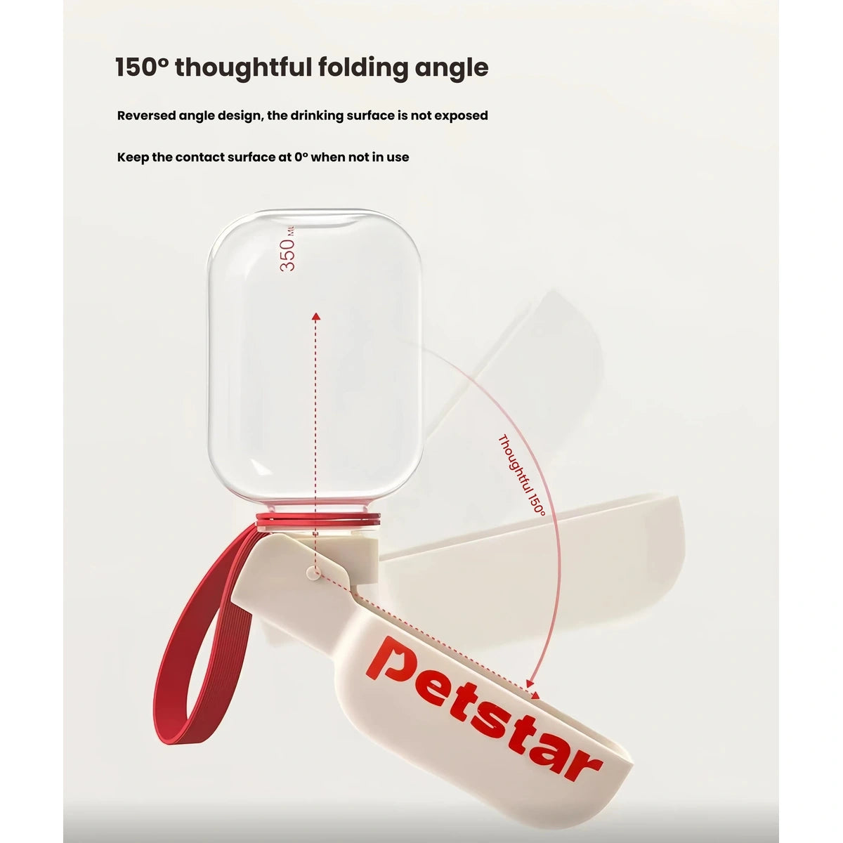 Petstar mini bottle diagram showing its folding drinking trough