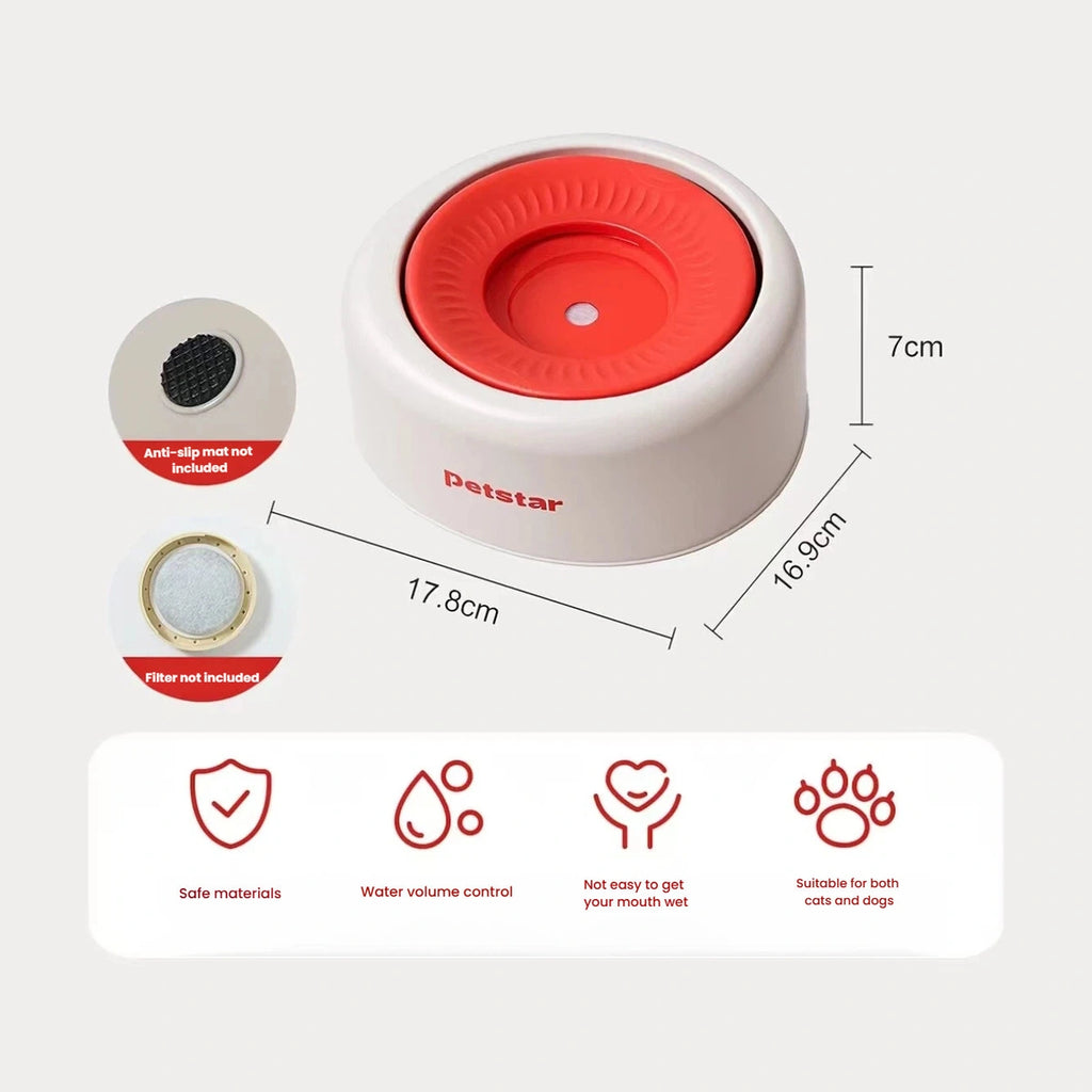 Small Petstar water bowl size and accessory diagram