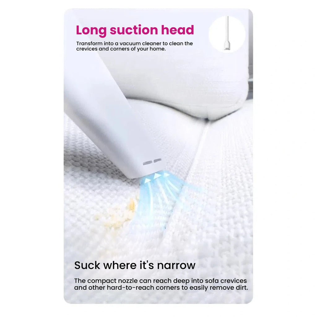 AirClipper crevice nozzle cleaning a sofa seam