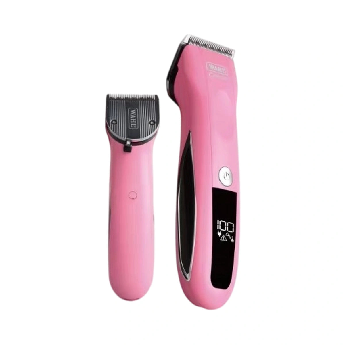 Pink Wahl Century dog clipper shown from the front and back