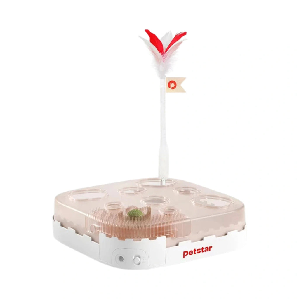 Petstar automatic cat toy with upright feather wand and textured base