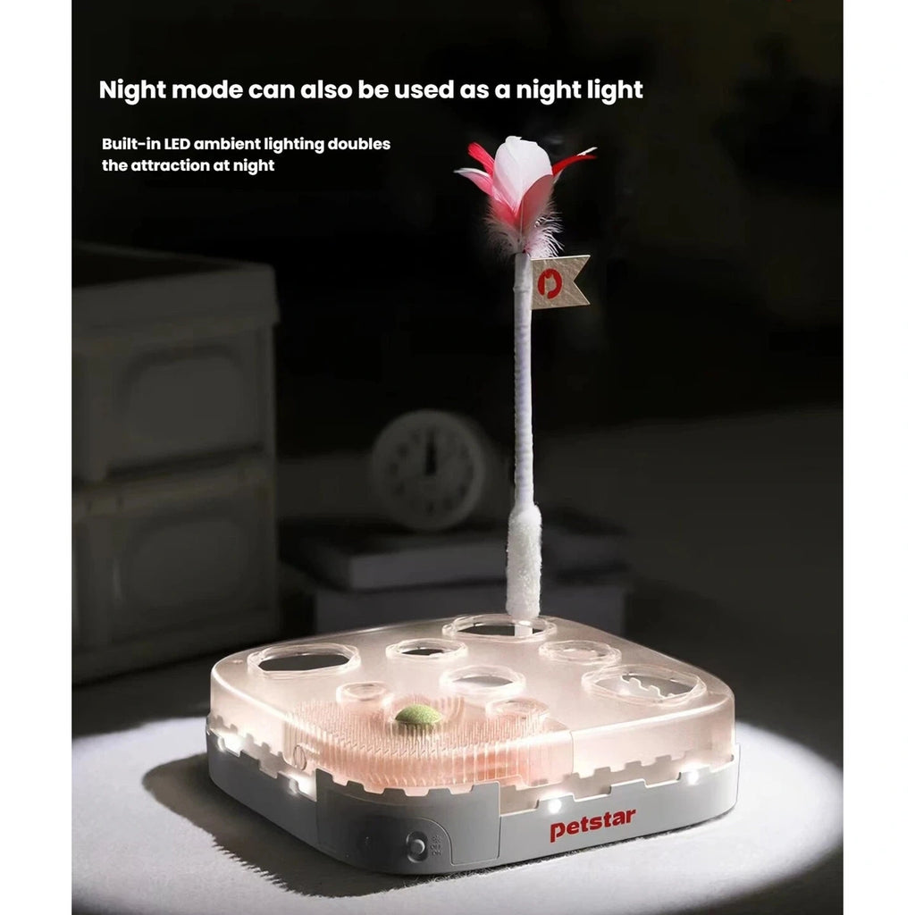 Petstar feather-wand toy illuminated in LED night mode
