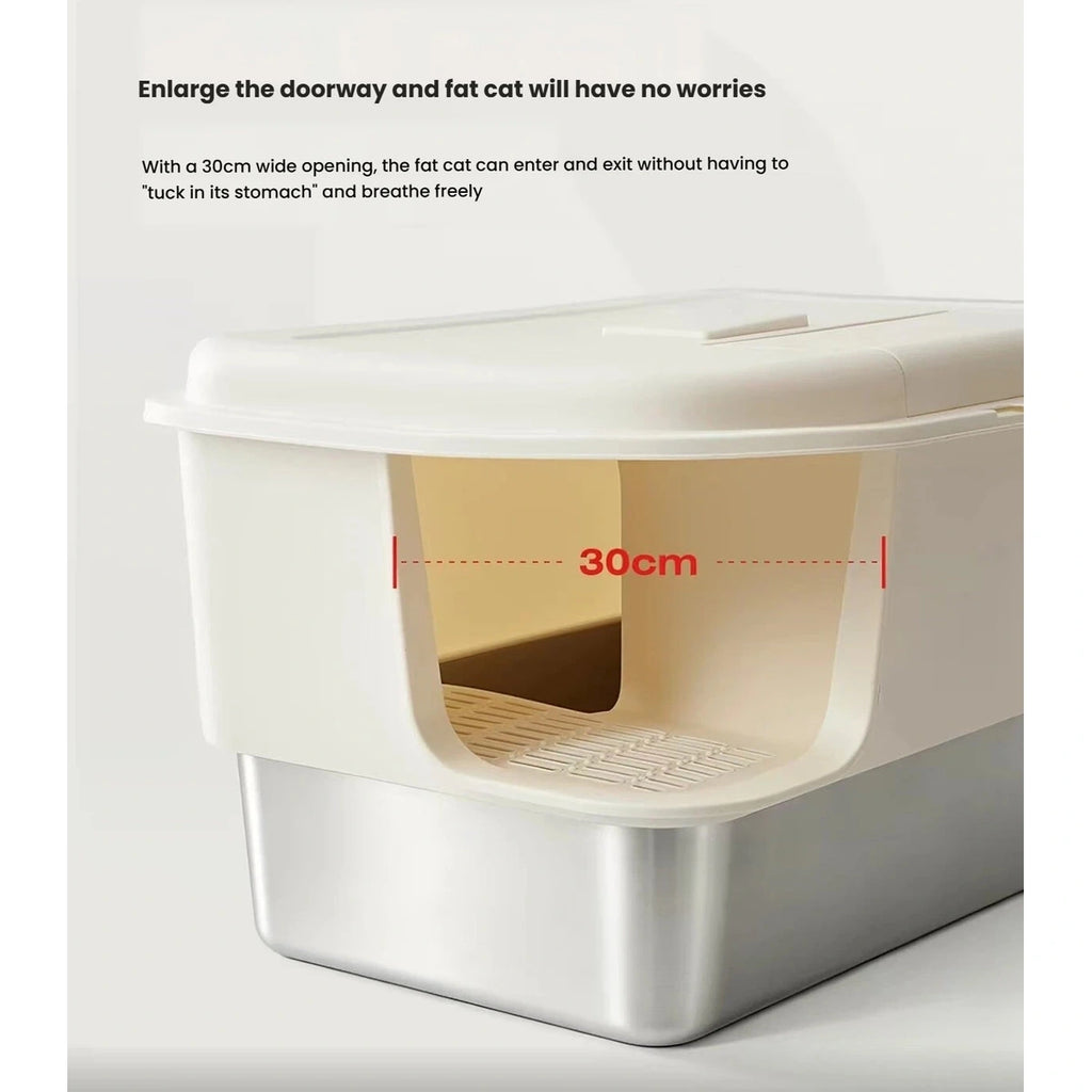 Petstar litter box entrance shown with a 30 cm width label