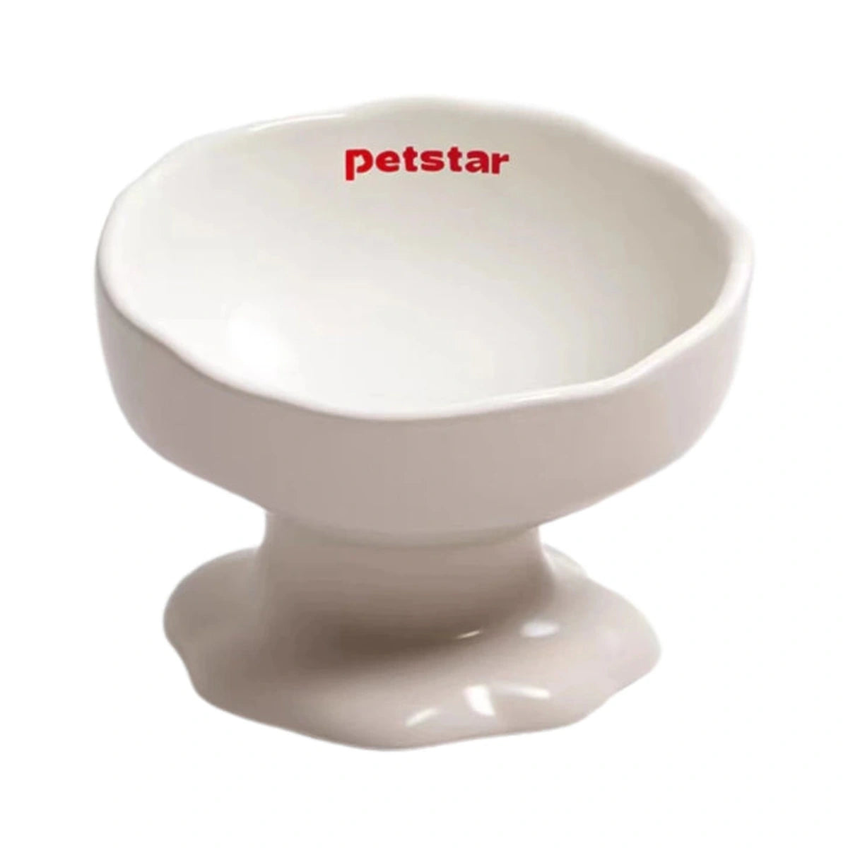 White Petstar ceramic bowl with raised pedestal base