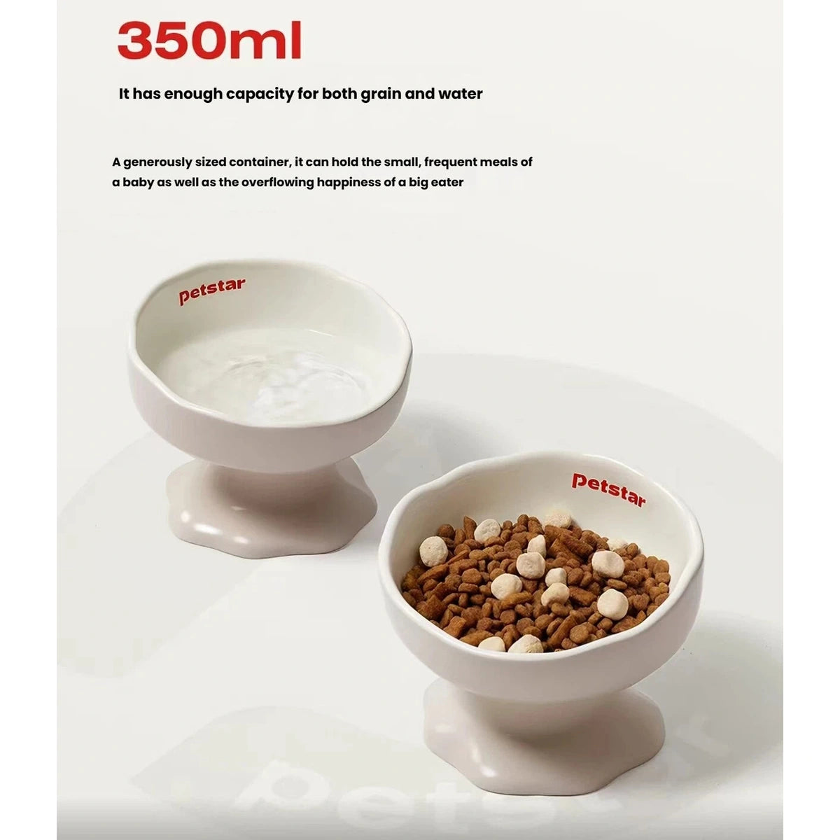 Petstar 350 ml bowls demonstrating food and water use