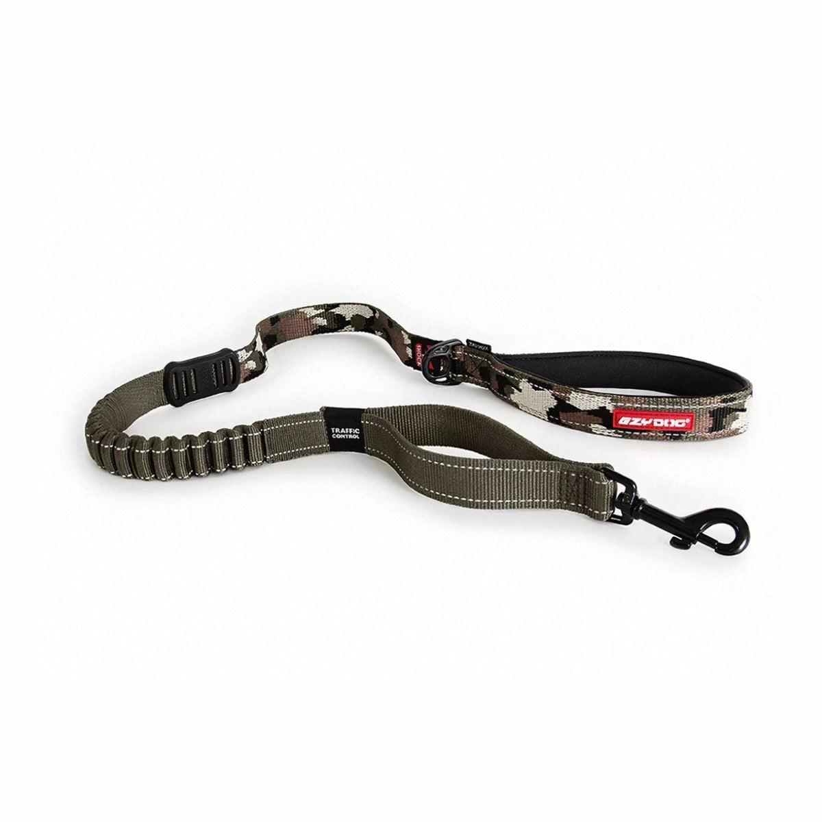 Camo EzyDog Zero Shock dog leash with padded handle and metal clip