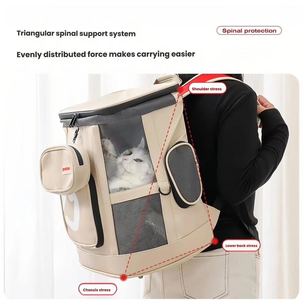 Petstar Expandable Cat Carrier Backpack, Breathable Large-Capacity Travel Bag
