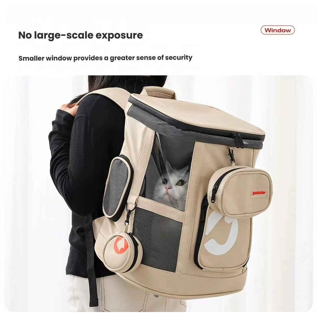 Petstar Expandable Cat Carrier Backpack, Breathable Large-Capacity Travel Bag