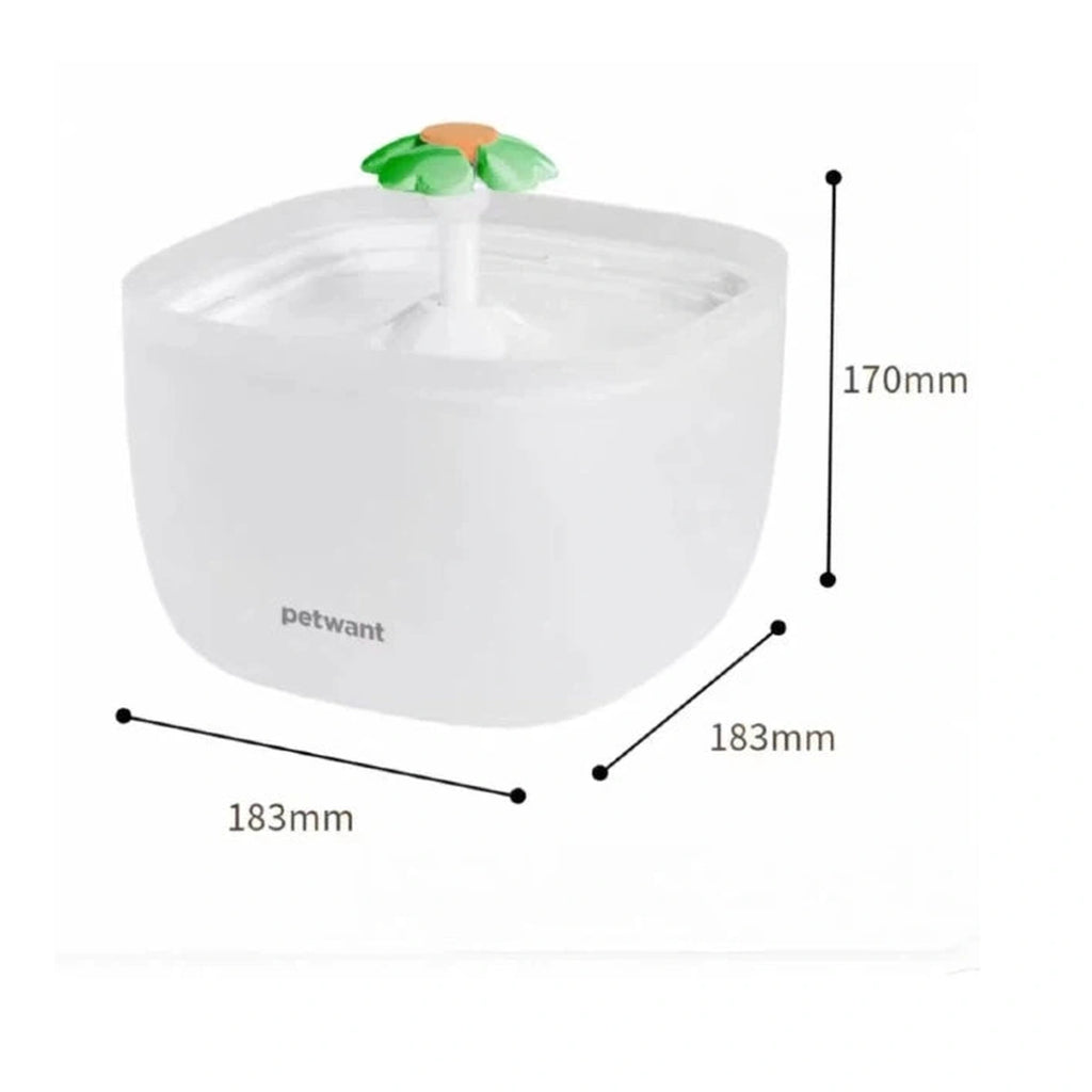 Petwant flower fountain size diagram: 183 × 183 × 170 mm