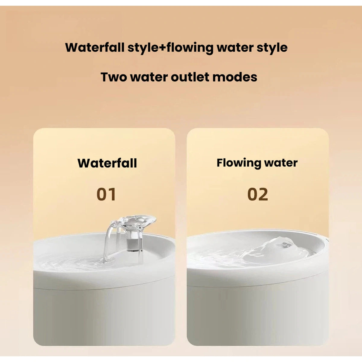 Petwant fountain showing waterfall and flowing-water configurations