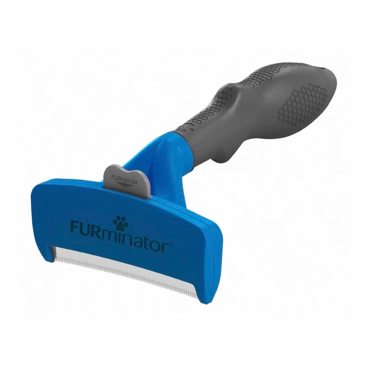 FURminator long-hair dog deshedding tool with blue handle