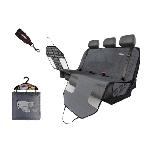 EzyDog Drive rear-seat hammock in Charcoal with black Car Seat Attachment