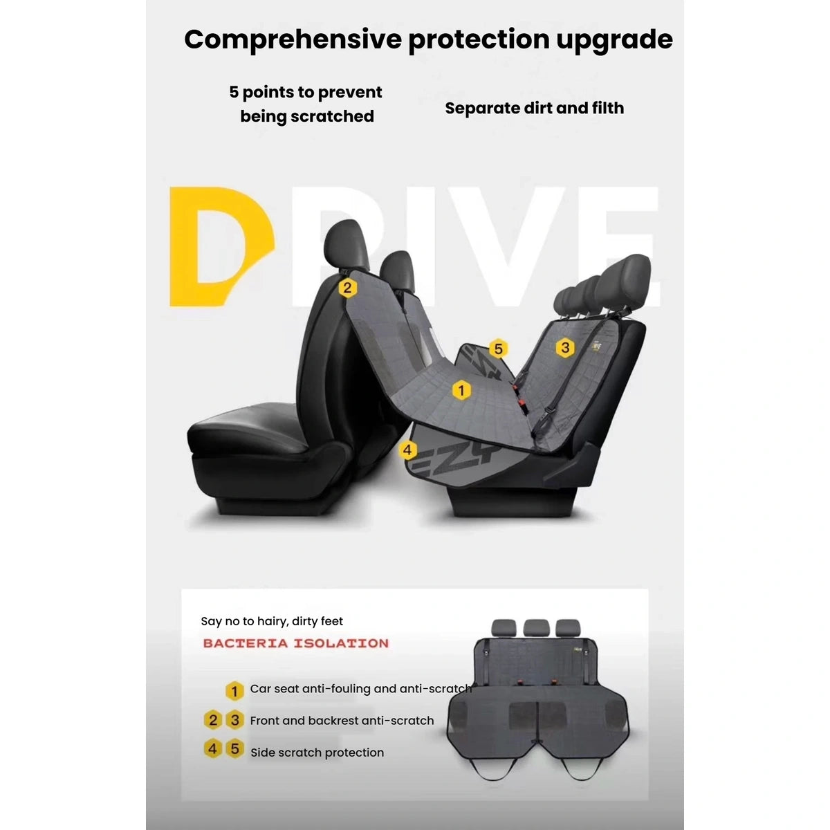 EzyDog Drive hammock fitted across the back seat of a car